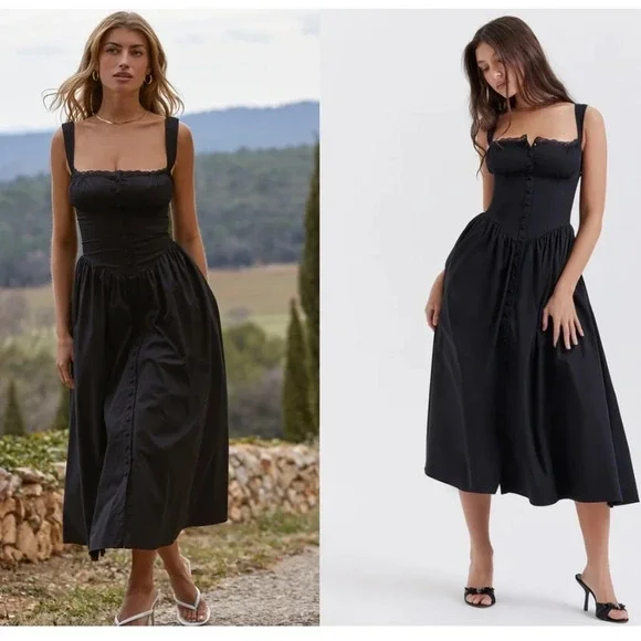 HOUSE OF CB 'Tatiana' Black Midi Sundress NWOT size S - Picture 6 of 9